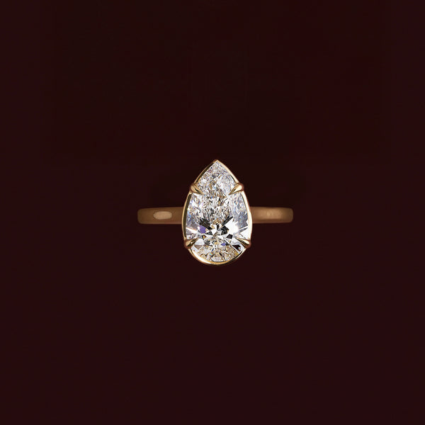 Solitaire Cathedral Unique Bezel- 1.9 CT Pear Moissanite Engagement Ring - Solitaire- 1.0 CT Oval Moissanite Engagement Ring