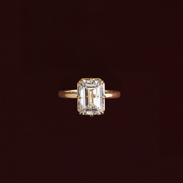 Solitaire Unique Bezel- 3.1 CT Emerald Moissanite Engagement Ring - Solitaire- 1.0 CT Oval Moissanite Engagement Ring