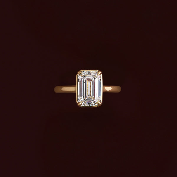 Solitaire Cathedral Unique Bezel- 3.3 CT Emerald Moissanite Engagement Ring - Solitaire- 1.0 CT Oval Moissanite Engagement Ring