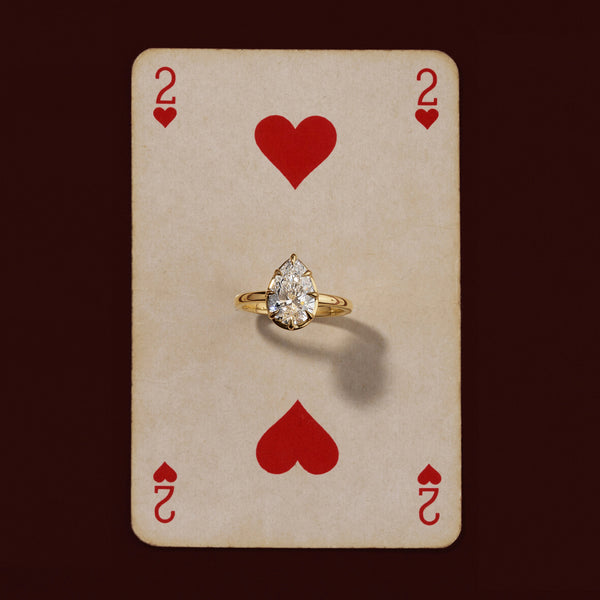 Solitaire Unique Bezel-Pear Lab Grown Diamond Engagement Ring - Solitaire-Oval Lab Grown Diamond Engagement Ring