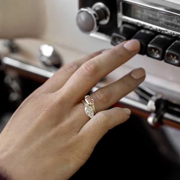 East West Solitaire Half Bezel- 2.1 CT Oval Moissanite Engagement Ring - East West Solitaire Half Bezel- 2.1 CT Oval Moissanite Engagement Ring