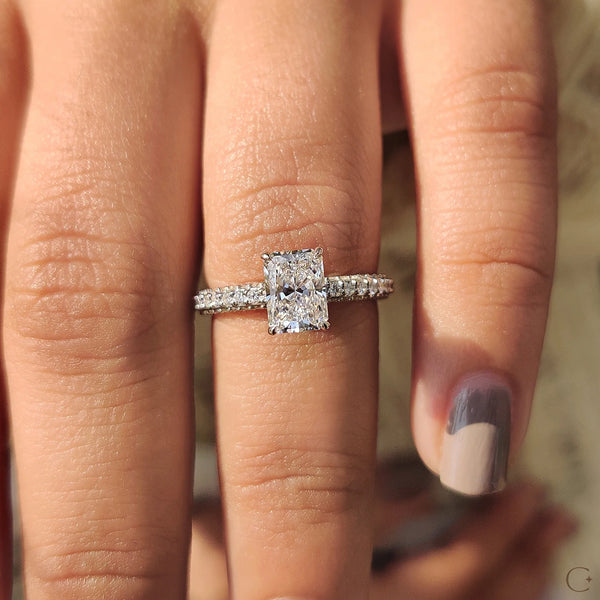 1.0 CT Radiant Hidden Halo & Triple Pave Style Lab Grown Diamond Engagement Ring - IMG 20250324 102702
