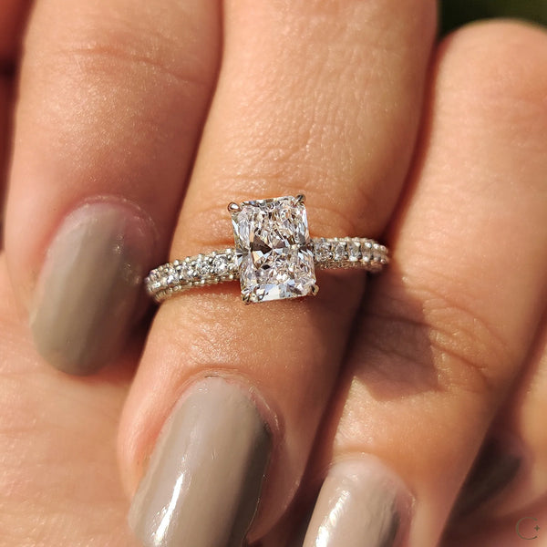 1.0 CT Radiant Hidden Halo & Triple Pave Style Lab Grown Diamond Engagement Ring - IMG 20250324 103320