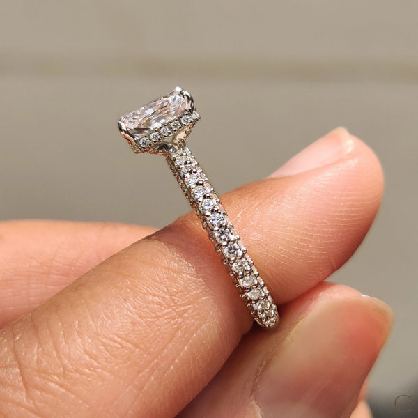 1.0 CT Radiant Hidden Halo & Triple Pave Style Lab Grown Diamond Engagement Ring - IMG 20250324 104252