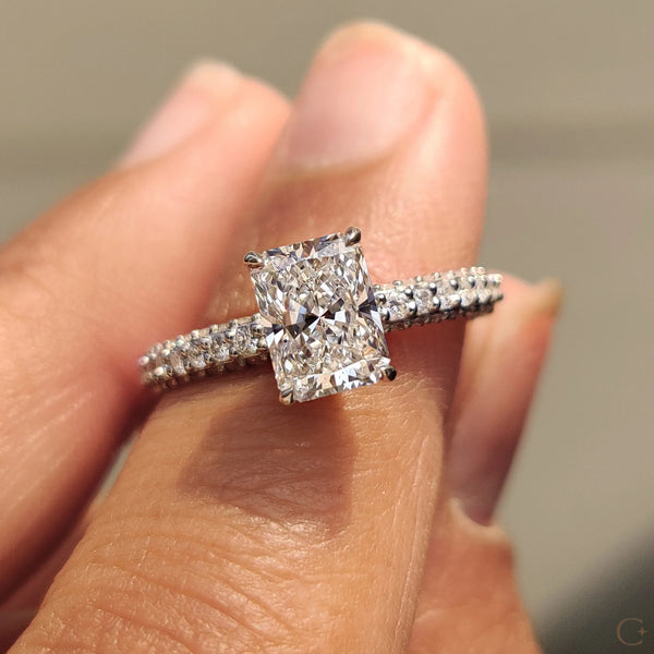 1.0 CT Radiant Hidden Halo & Triple Pave Style Lab Grown Diamond Engagement Ring - IMG 20250324 104838