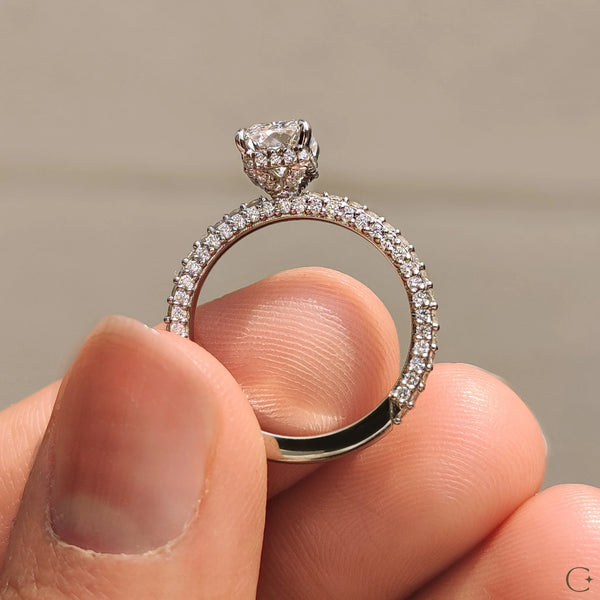 1.0 CT Radiant Hidden Halo & Triple Pave Style Lab Grown Diamond Engagement Ring - IMG 20250324 104918