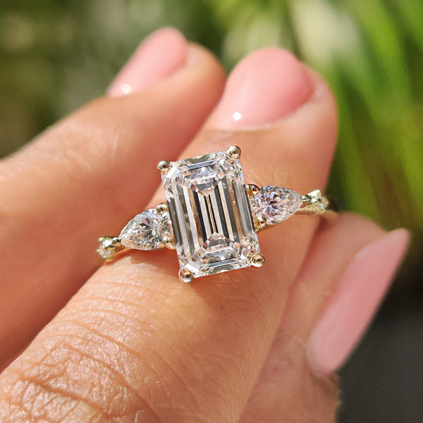 2.0 CT Emerald Five Stone Style Lab Grown Diamond Engagement Ring - IMG 20250327 10265900
