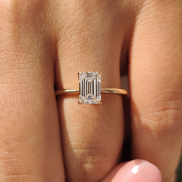 1.0 CT Emerald Solitaire & Tulip Style Lab Grown Diamond Engagement Ring - IMG 20250411 102718copy