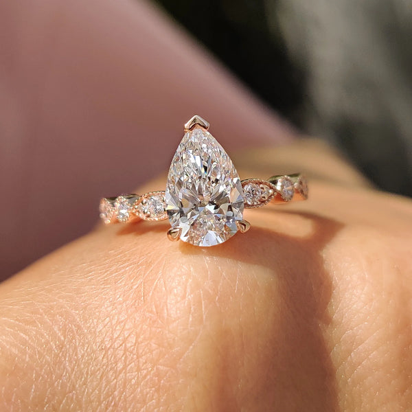1.50 CT Pear Vintage Pave Style Lab Grown Diamond Engagement Ring - IMG 20250411 103517
