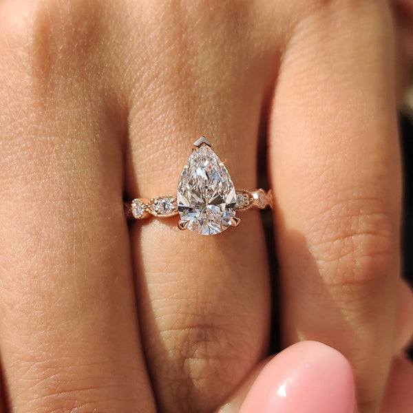 1.50 CT Pear Vintage Pave Style Lab Grown Diamond Engagement Ring - IMG 20250411 103813