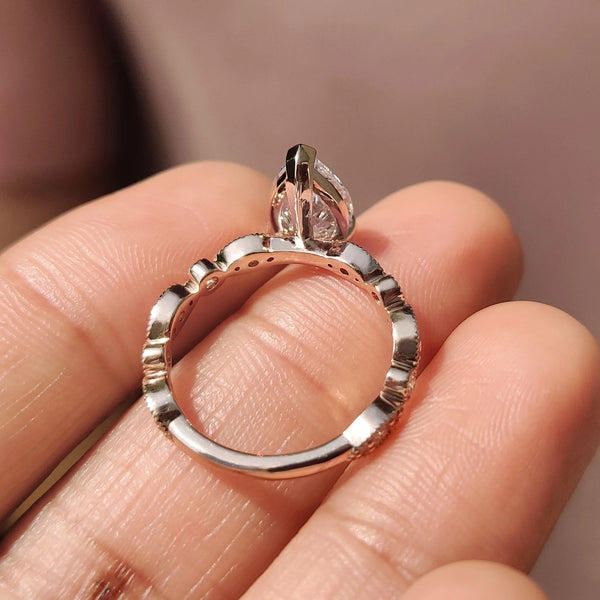 1.50 CT Pear Vintage Pave Style Lab Grown Diamond Engagement Ring - IMG 20250411 104059