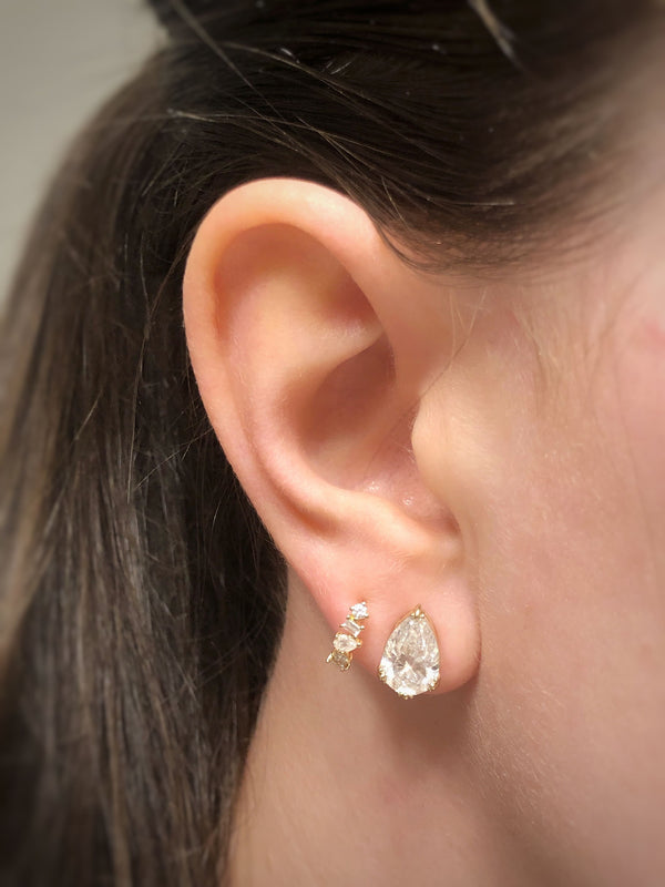 Solitaire Triple Prong- 3.0 CT Pear Lab Grown Diamond Stud Earrings - Solitaire- 1.0CT Oval Lab Grown Diamond Earrings