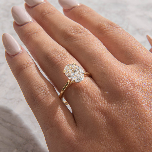 Hidden Halo-Oval Lab Grown Diamond Engagement Ring - Solitaire-Oval Lab Grown Diamond Engagement Ring