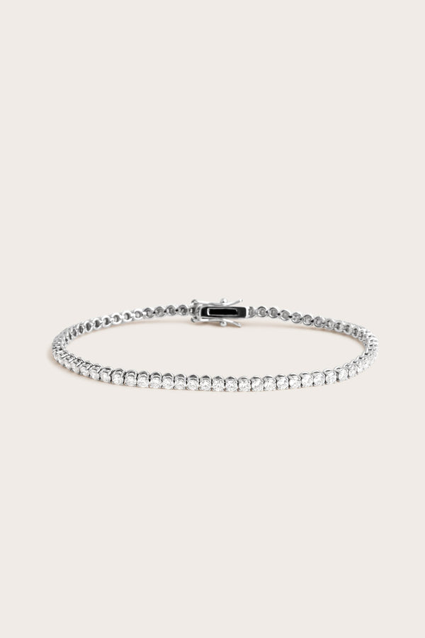 Tennis-3.4 CT Round Lab Grown Diamond Bracelets - Solitaire Bezel-1.0 CT Oval Lab Grown Diamond Bracelets