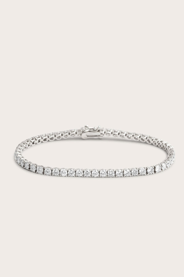 Tennis-3.4 CT Round Lab Grown Diamond Bracelets - Solitaire Bezel-1.0 CT Oval Lab Grown Diamond Bracelets