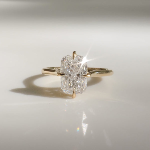 Solitaire Cathedral-Elongated Cushion Compass Prong Lab Grown Diamond Engagement Ring - Solitaire-Oval Lab Grown Diamond Engagement Ring