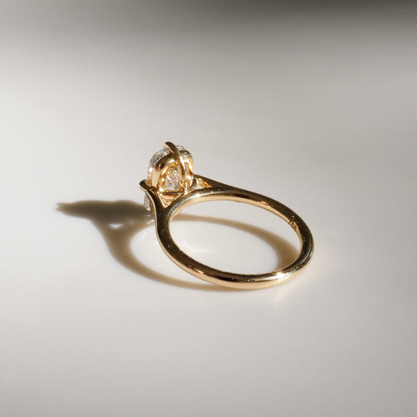 Solitaire Cathedral-Elongated Cushion Compass Prong Lab Grown Diamond Engagement Ring - Solitaire-Oval Lab Grown Diamond Engagement Ring