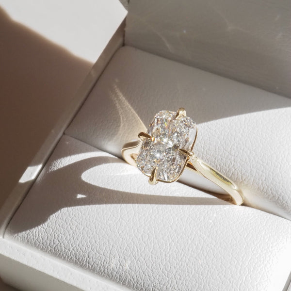 Solitaire Cathedral-Elongated Cushion Compass Prong Lab Grown Diamond Engagement Ring - Solitaire-Oval Lab Grown Diamond Engagement Ring