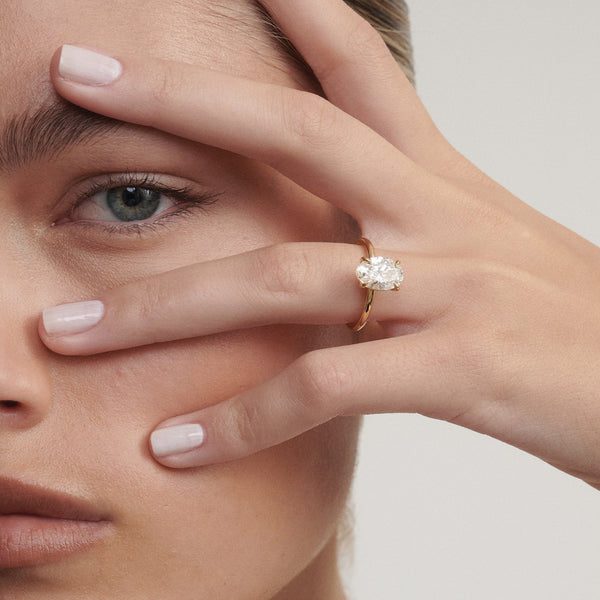 Solitaire-Oval Lab Grown Diamond Engagement Ring - Solitaire-Oval Lab Grown Diamond Engagement Ring