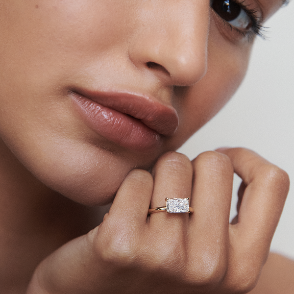Solitaire-Radiant East West Lab Grown Diamond Engagement Ring - Solitaire-Oval Lab Grown Diamond Engagement Ring
