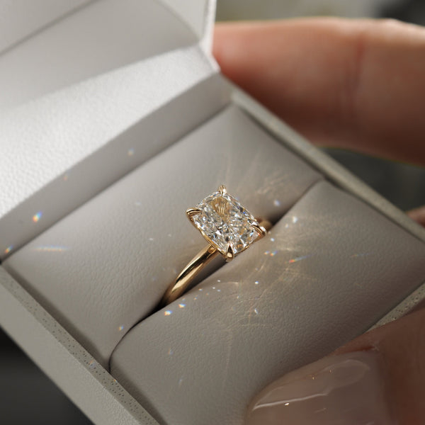 Solitaire-Elongated Cushion Lab Grown Diamond Engagement Ring - Solitaire-Oval Lab Grown Diamond Engagement Ring