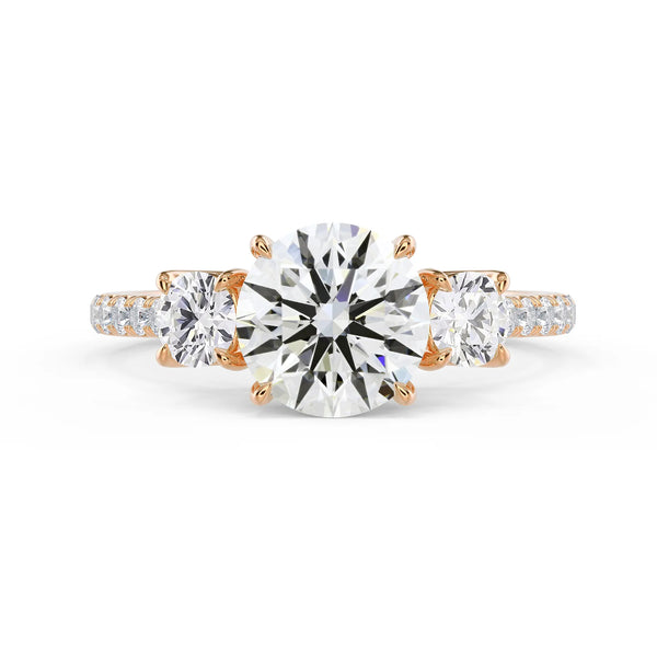 Round Three Stone Pave Setting - Round Three Stone Pave Setting
