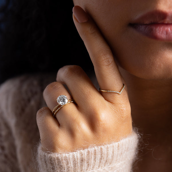 Criss Cross Dainty Pave-Round Lab Grown Diamond Engagement Ring - Solitaire-Oval Lab Grown Diamond Engagement Ring