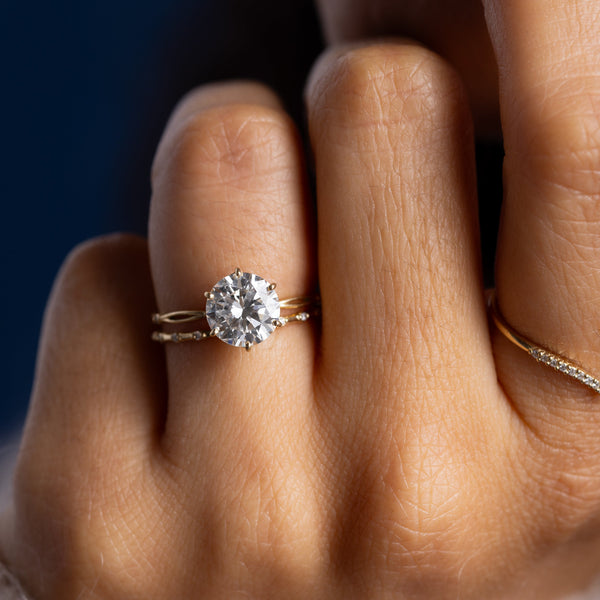 Criss Cross Dainty Pave-Round Lab Grown Diamond Engagement Ring - Solitaire-Oval Lab Grown Diamond Engagement Ring