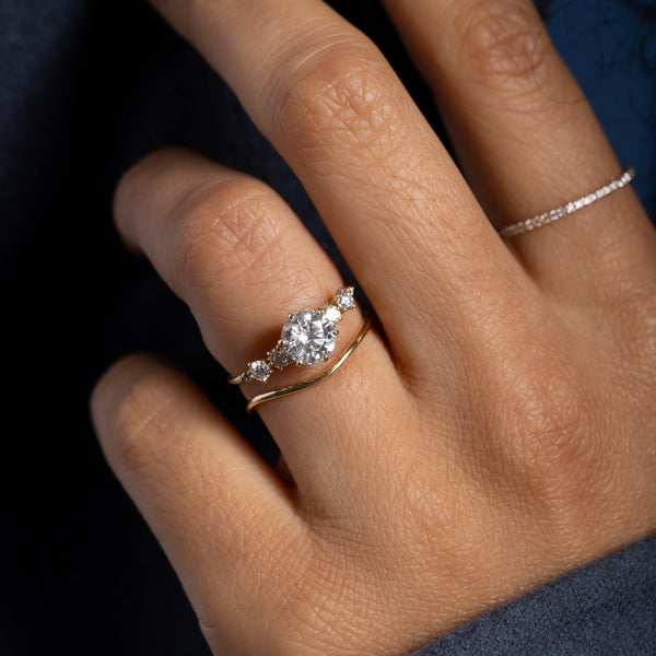 Cluster-Round Lab Grown Diamond Engagement Ring - Solitaire-Oval Lab Grown Diamond Engagement Ring