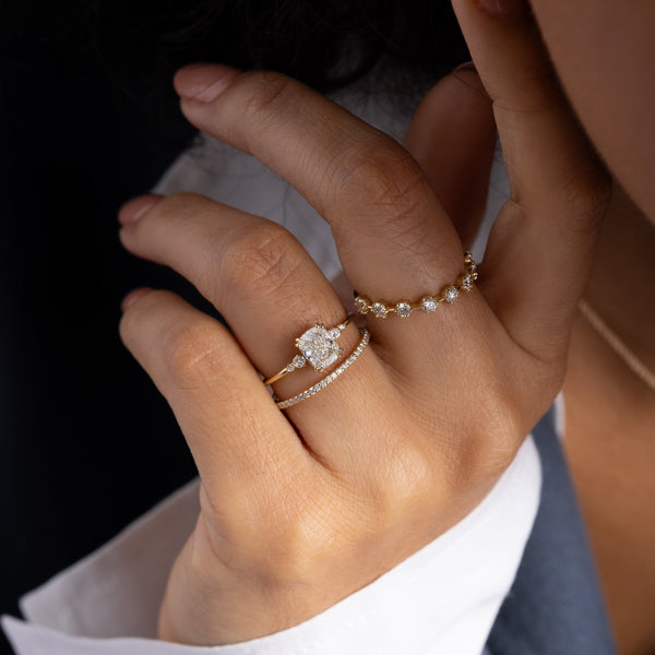 Cluster-Cushion Lab Grown Diamond Engagement Ring - Solitaire-Oval Lab Grown Diamond Engagement Ring