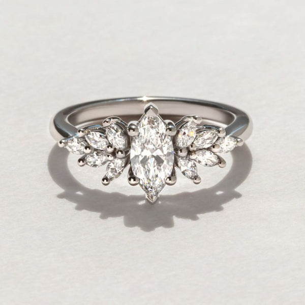 Cluster-Marquise Lab Grown Diamond Engagement Ring - Solitaire-Oval Lab Grown Diamond Engagement Ring