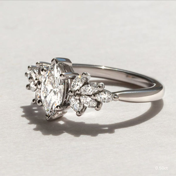 Cluster-Marquise Lab Grown Diamond Engagement Ring - Solitaire-Oval Lab Grown Diamond Engagement Ring