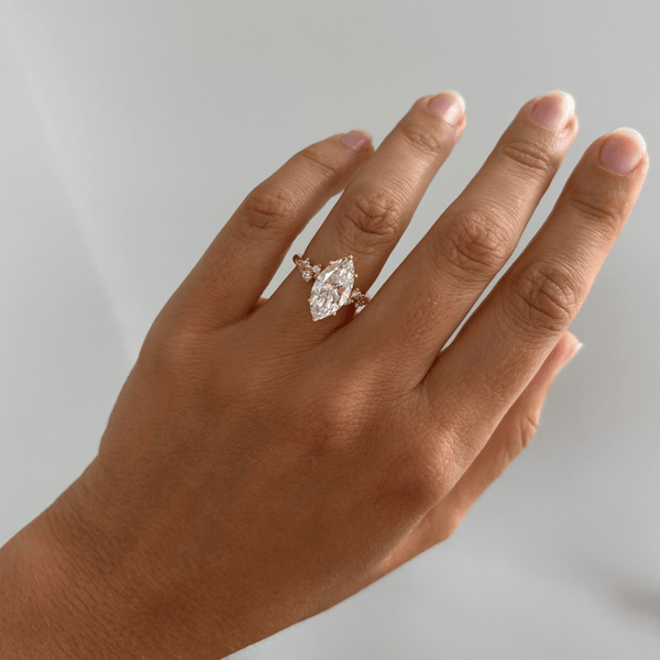 Cluster-Marquise Lab Grown Diamond Engagement Ring - Solitaire-Oval Lab Grown Diamond Engagement Ring