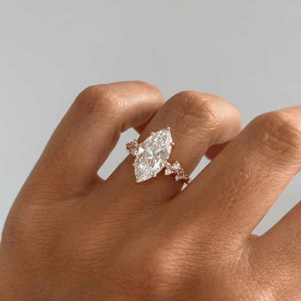Cluster-Marquise Lab Grown Diamond Engagement Ring - Solitaire-Oval Lab Grown Diamond Engagement Ring