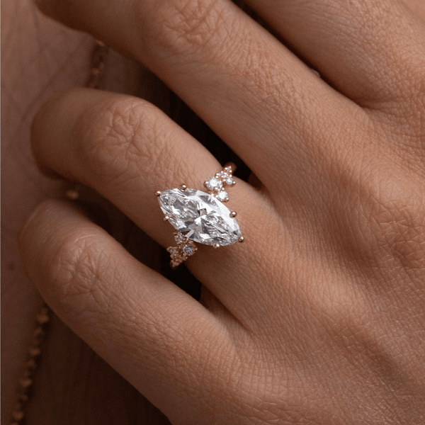 Cluster-Marquise Lab Grown Diamond Engagement Ring - Solitaire-Oval Lab Grown Diamond Engagement Ring