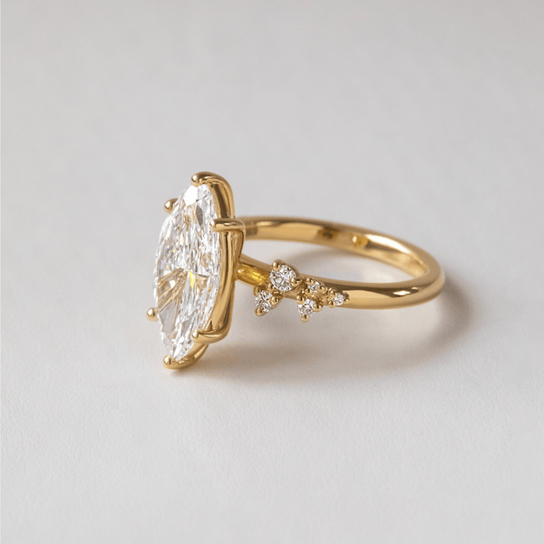 Cluster-Marquise Lab Grown Diamond Engagement Ring - Solitaire-Oval Lab Grown Diamond Engagement Ring