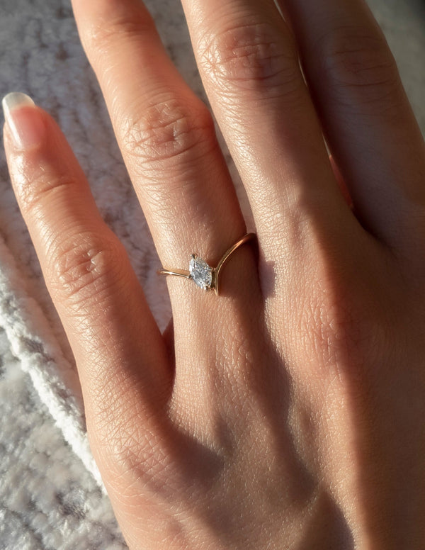 Solitaire Asymmetrical Band-Marquise Lab Grown Diamond Engagement Ring - Solitaire-Oval Lab Grown Diamond Engagement Ring