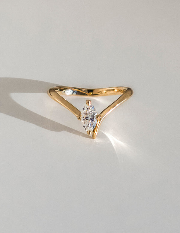 Solitaire Asymmetrical Band-Marquise Lab Grown Diamond Engagement Ring - Solitaire-Oval Lab Grown Diamond Engagement Ring