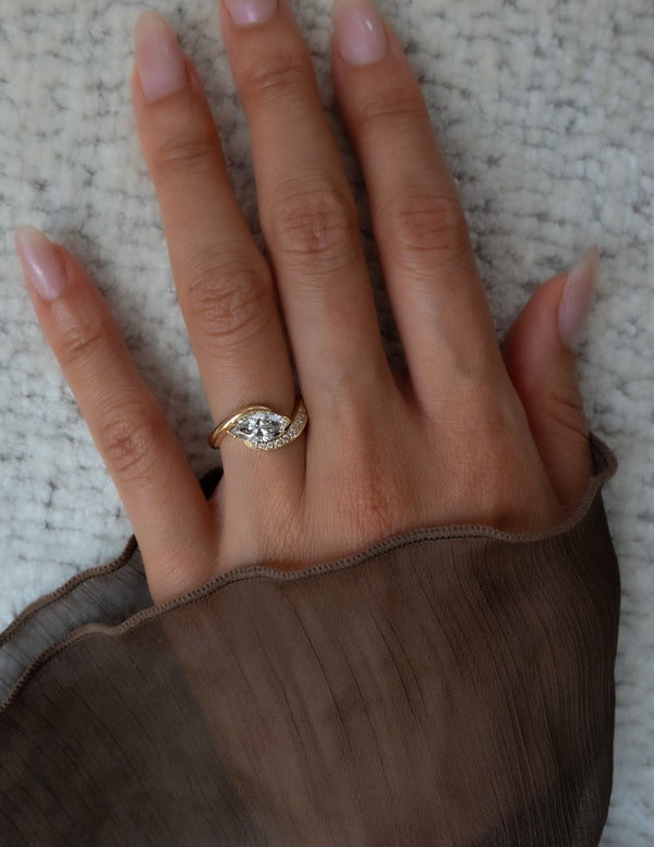 Solitaire Rapture Pave-Marquise Lab Grown Diamond Engagement Ring - Solitaire-Oval Lab Grown Diamond Engagement Ring
