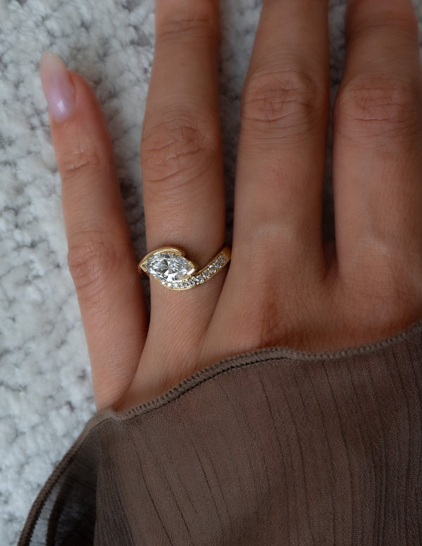 Solitaire Rapture Pave-Marquise Lab Grown Diamond Engagement Ring - Solitaire-Oval Lab Grown Diamond Engagement Ring