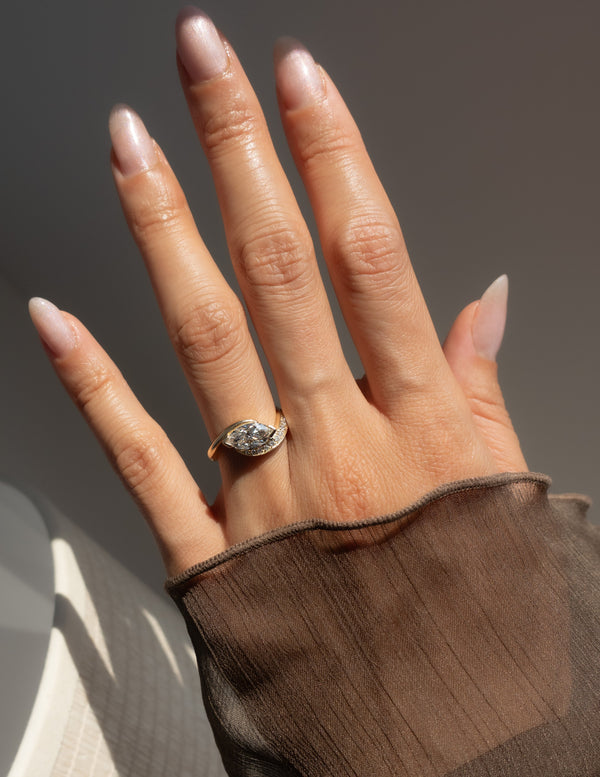 Solitaire Rapture Pave-Marquise Lab Grown Diamond Engagement Ring - Solitaire-Oval Lab Grown Diamond Engagement Ring