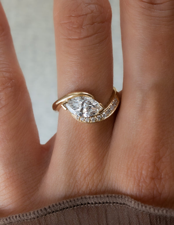 Solitaire Rapture Pave-Marquise Lab Grown Diamond Engagement Ring - Solitaire-Oval Lab Grown Diamond Engagement Ring