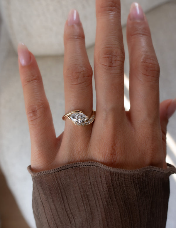 Solitaire Rapture Pave-Marquise Lab Grown Diamond Engagement Ring - Solitaire-Oval Lab Grown Diamond Engagement Ring