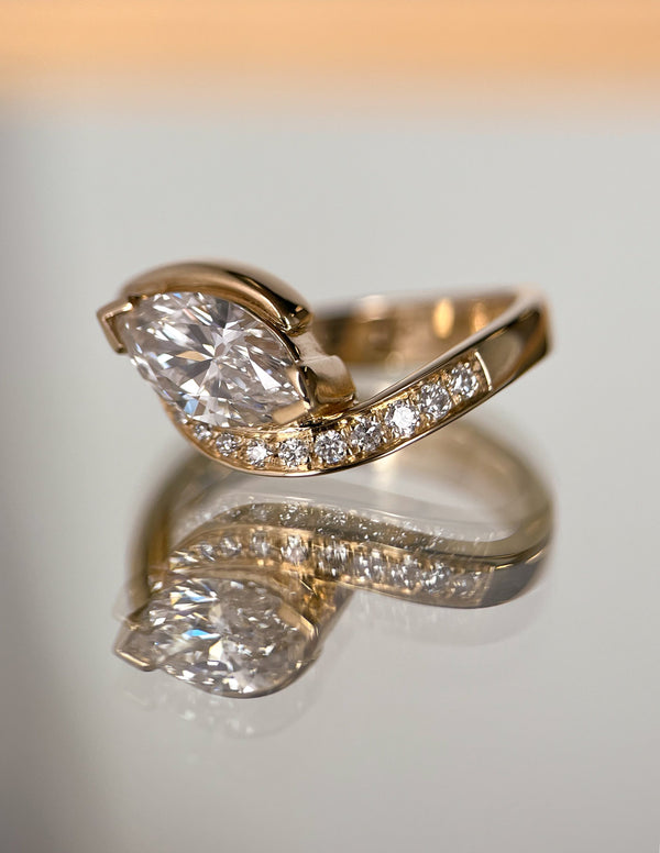Solitaire Rapture Pave-Marquise Lab Grown Diamond Engagement Ring - Solitaire-Oval Lab Grown Diamond Engagement Ring