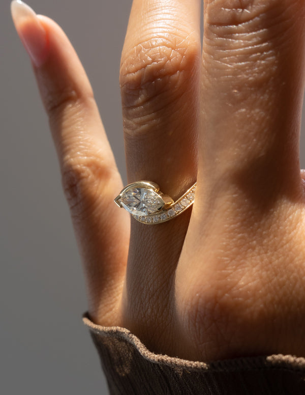 Solitaire Rapture Pave-Marquise Lab Grown Diamond Engagement Ring - Solitaire-Oval Lab Grown Diamond Engagement Ring