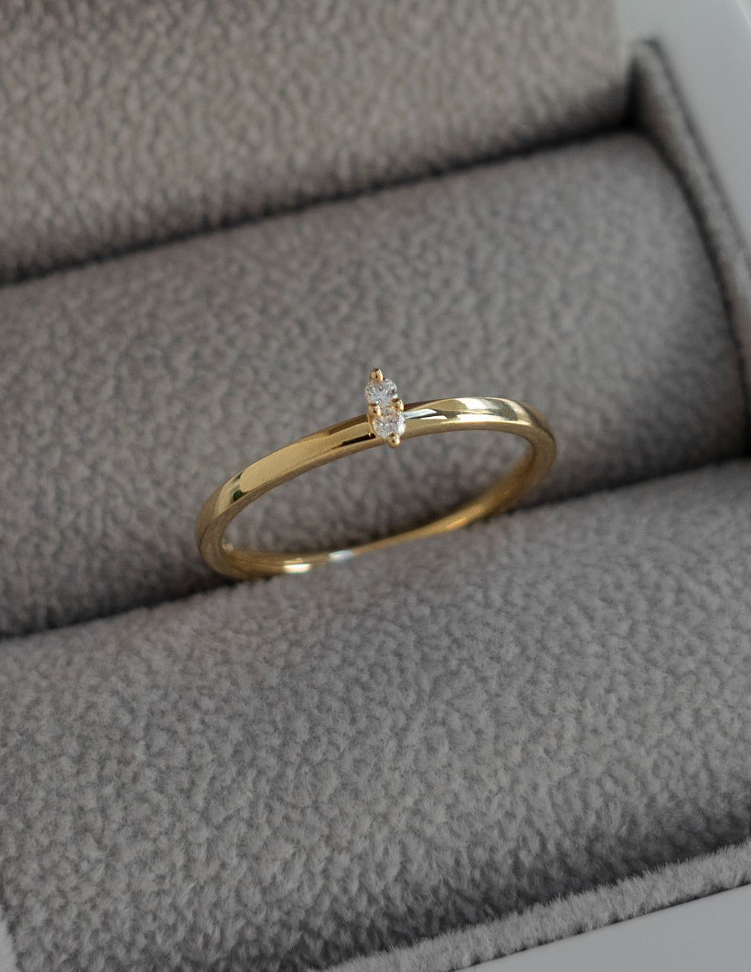Two Stone Dainty | Stackable Ring- 0.008 CT Round Moissanite Wedding Band