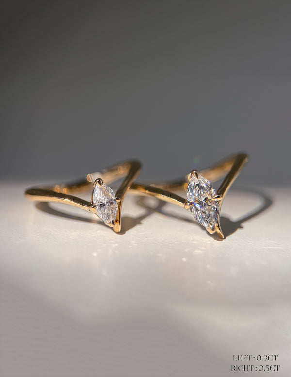 Solitaire Asymmetrical Band-Marquise Lab Grown Diamond Engagement Ring - Solitaire-Oval Lab Grown Diamond Engagement Ring