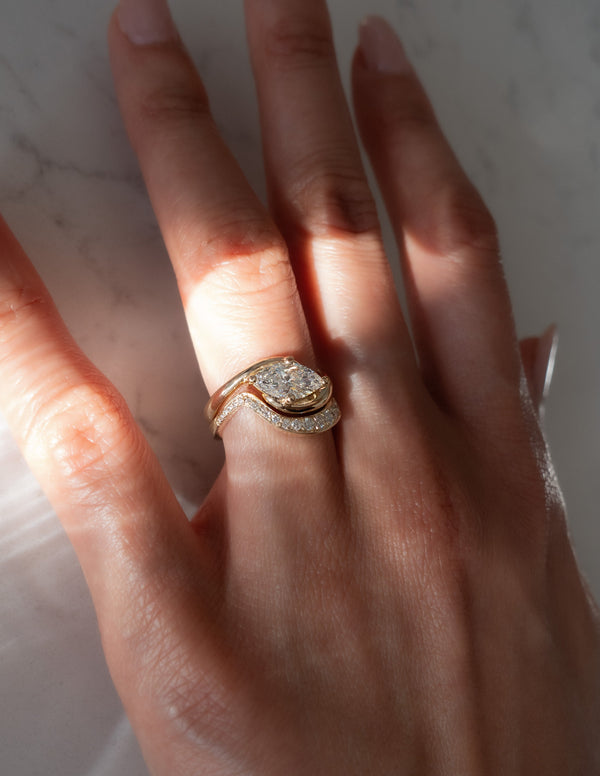 Solitaire Rapture Compass Prong & Pave Band- 1.5 CT Marquise Lab Grown Diamond Bridal Set - Solitaire Rapture & Pave Band- Oval Lab Grown Diamond Bridal Set