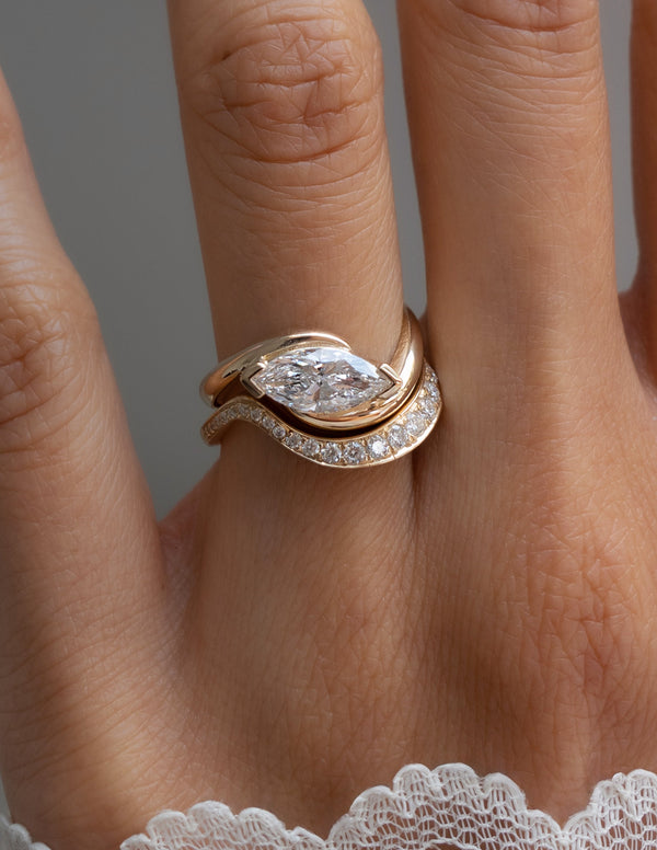 Solitaire Rapture V Prong & Pave Band- 2 CT Marquise Lab Grown Diamond Bridal Set - Solitaire Rapture & Pave Band- Oval Lab Grown Diamond Bridal Set