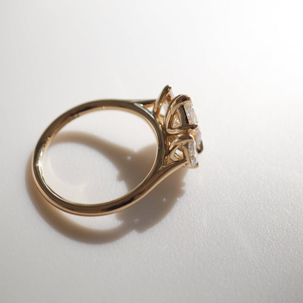 Three Stone-Marquise Lab Grown Diamond Engagement Ring - Solitaire-Oval Lab Grown Diamond Engagement Ring